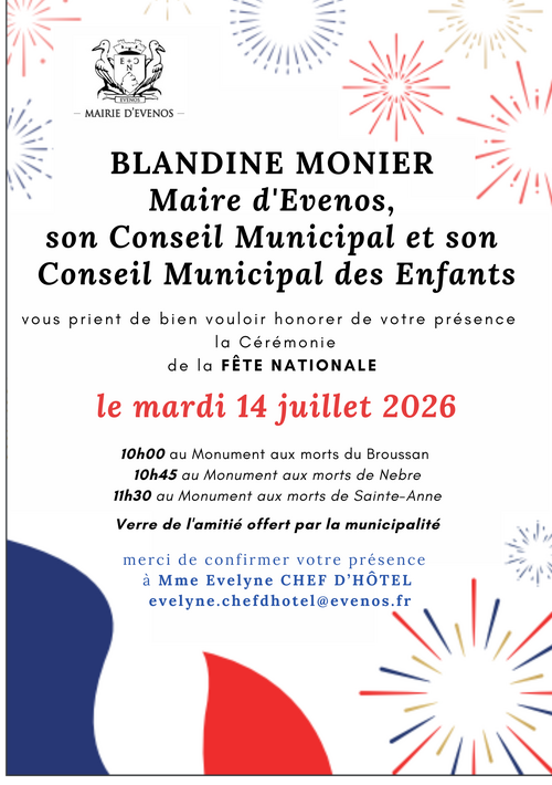 CÉRÉMONIE DE LA FÊTE NATIONALE - 14 JUILLET 2026